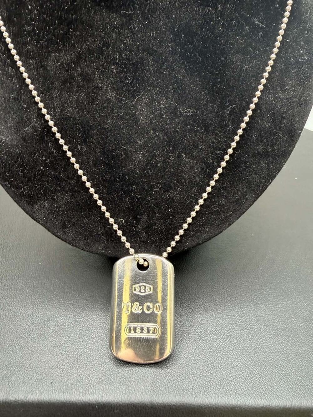 Tiffany & Co. Sterling Silver 1837 Dog Tag Pendant on a 18" Necklace TS 367062